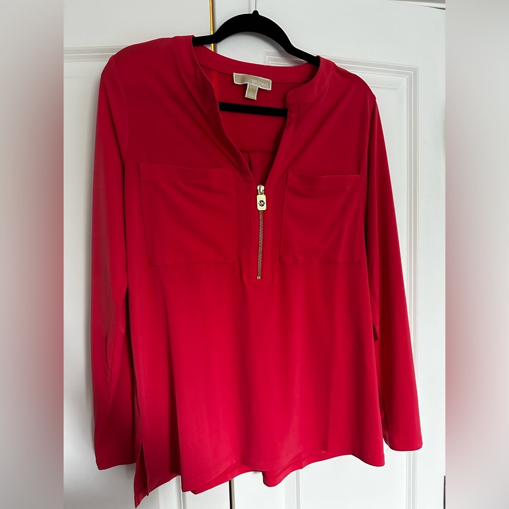Michael Kors coral pink blouse. Size L.